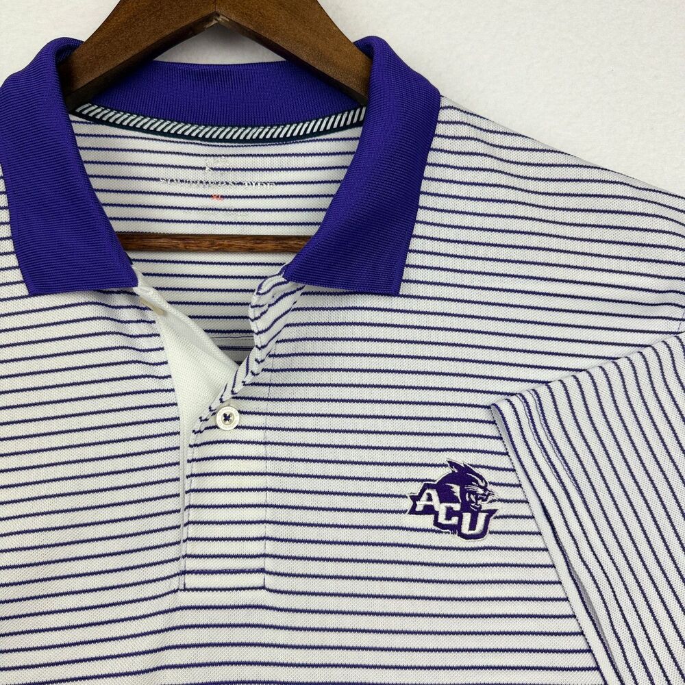 Southern Tide ACU Wildcats Purple Striped Performance Polo XL